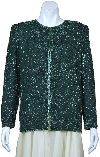Round Neck Full Sleeves Beaded Jacket in Hunter Green