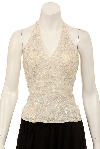 Flowered Wonderland Hand Beaded HalterTop in Ivory