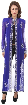 Main image of High Collar Full Sleeves Long Sheer Beaded Jacket