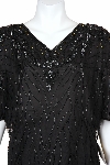 Two Piece Floral Print Sequin Dress in closeup