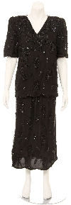 Main image of Two Piece Sequin Blouse and Tea Length Skirt Set