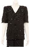 Two Piece Sequin Blouse and Tea Length Skirt Set in closeup