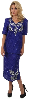 Main image of V-Neck Half SleevesTwo Piece Formal Sequined Dress