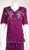 Short Sleeve Two Piece Sequin Dress in closeup