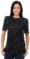 Fully Beaded Pullover Blouse in Black/Multi