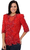 Fully Sequin Beaded Blouse in Red