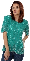 Main image of Fully Beaded Blouse with Decorative Hem and Sleeve