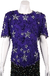 Main image of Short Sleeved Floral Beaded Blouse