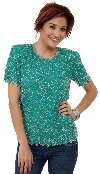 Main image of Short Sleeved Beaded Petal Pattern Design