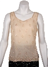 Broad Strapped Beaded Blouse in Peach