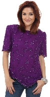 Main image of Round Edged Hem Short Sleeved Blouse