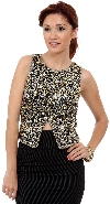 Main image of Sleevless Sequined Blouse with Knot Back