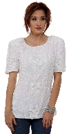 Main image of Artistic Beading Round Neck Half Sleeves Blouse