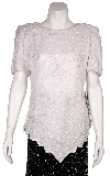 Main image of Garden Inspired Beaded Pattern Half Sleeves Blouse