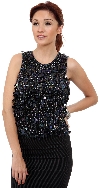 Main image of Hanging Sequins Covered Sleeveless Blouse