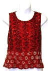 Sleeveless Sequined Blouse in Red/Black