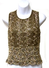 Sleeveless Sequined Blouse in Green color