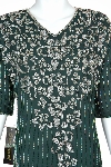 V-neck Floral Print Full Length Formal Dress in closeup