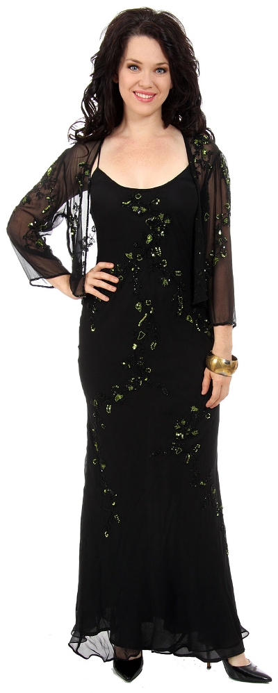 Two piece Full Length Beaded Formal Dress