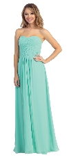 Strapless Ruched Bodice Long Formal Bridesmaid Dress in Mint