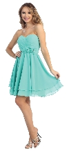 Main image of Strapless Overlap Bust Floral Accent Short Party Dress