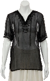 Main image of Half Sleeve Sheer Blouse with Zigzag Beading