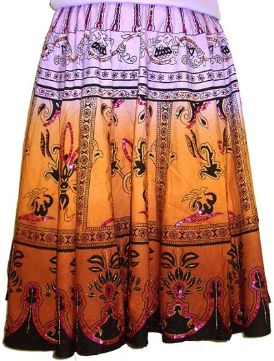 Sequined Multi-Color Print Skirt