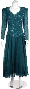 Main image of Full Sleeves Formal Evening Gown with Chiffon Skirt