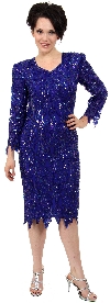 Main image of Full Sleeves Knee Length Sequined Formal Dress