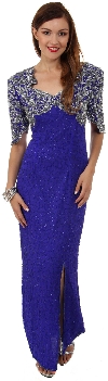 Main image of Sweetheart Neck Long Formal Beaded Gown with Keyhole Back