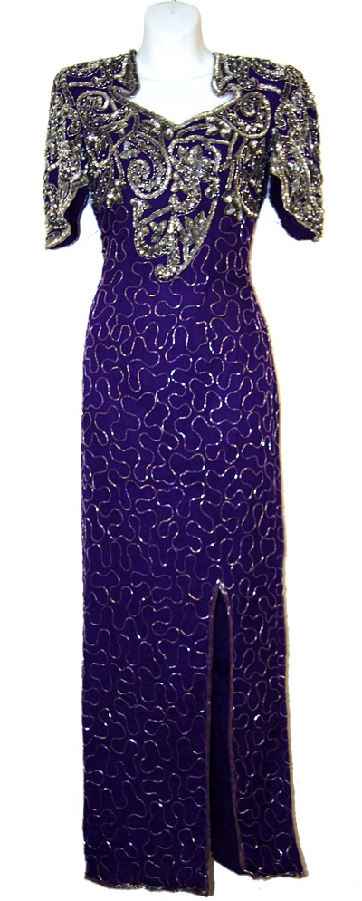 Half Sleeved Full Length Beaded Gown