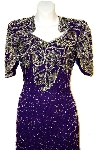 Half Sleeved Full Length Beaded Gown  in close up