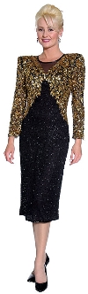 Keyholed Back Beaded Short Dress in Black/Gold