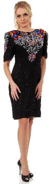 Main image of Artistic Bodice Short Formal Sequined Dress with Keyhole 