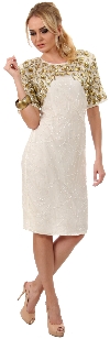 Main image of Jacket Style Sequins Knee Length Formal Beaded Dress