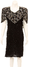 Main image of Tea Length Petal Sequined Cocktail Dress
