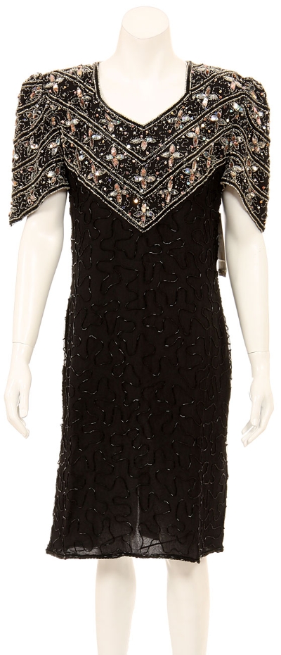 Tea Length Petal Sequined Cocktail Dress