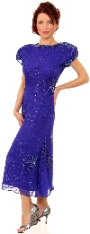 Main image of Tea Length Boat Neck Beaded Cocktail Dress with Keyhole