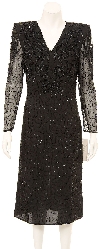 Main image of Fully Sequined Long Sleeve Cocktail Dress