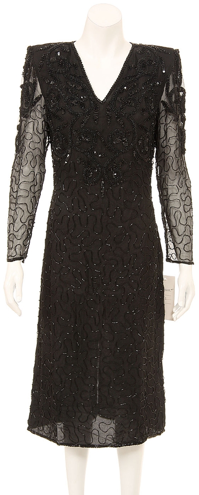 Fully Sequined Long Sleeve Cocktail Dress