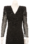 Fully Sequined Long Sleeve Cocktail Dress in closeup