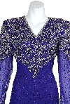 V-neck Paisley Beaded Tea Length Dress in closeup