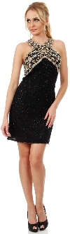 Main image of Halter Neck Floral Beaded Short Formal Party Dress