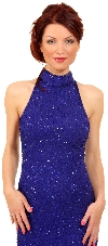 Full Beaded Halter Neck Cocktail Dress in closeup