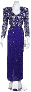 Main image of Floral Beaded Full Length Sequined Formal Gown 
