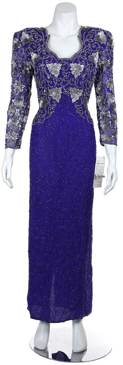 Floral Beaded Full Length Sequined Formal Gown
