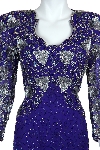 Floral Beaded Full Length Sequined Formal Gown  in closeup