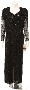 Main image of Full Length V-neck Sheer Sleeve Formal Gown