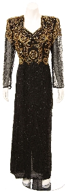 Main image of Full Length Long Sleeved Sequined Formal Dress