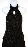 Halter Neck Sequined Dress with Handkerchief Skirt in close up